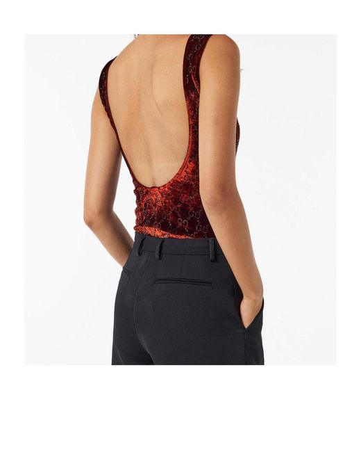 Gucci Red Sleeveless Bodysuit