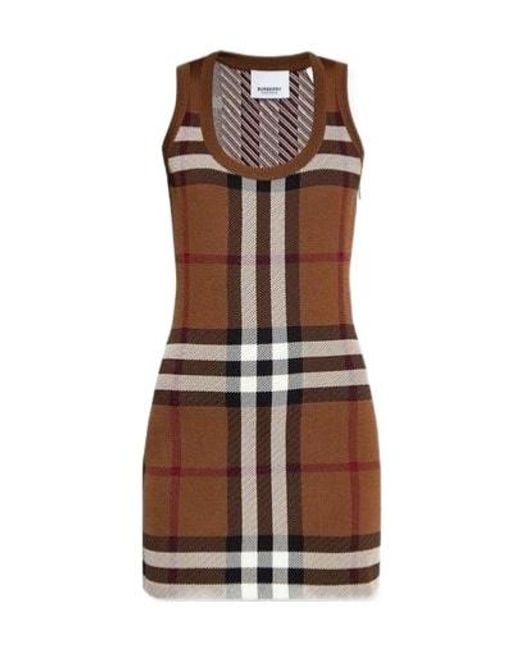 Burberry Brown Maisie Vintage Check-Jacquard Sleeveless Mini Dress