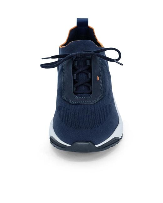 Santoni Round Toe Knitted Sneakers in Blue for Men | Lyst