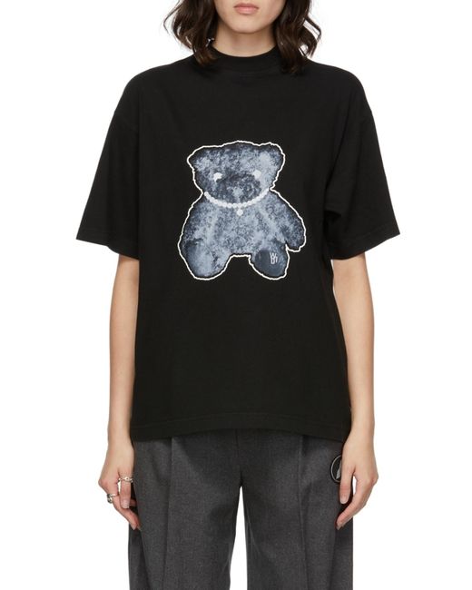 we11done Gray Teddy Bear-Print Cotton T-Shirt for men