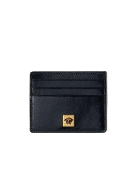 Versace Blue Logo Flat Cardholder Wallet for men