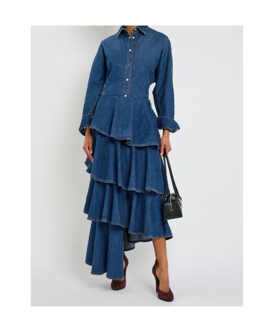 Alaïa Blue Panelled Denim Shirt