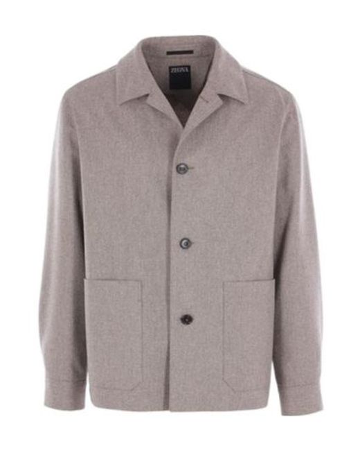 Zegna Brown Long Sleeved Overshirt for men