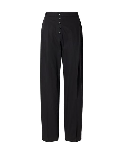 St. Agni Black Pleated Wool Wide-Leg Pants