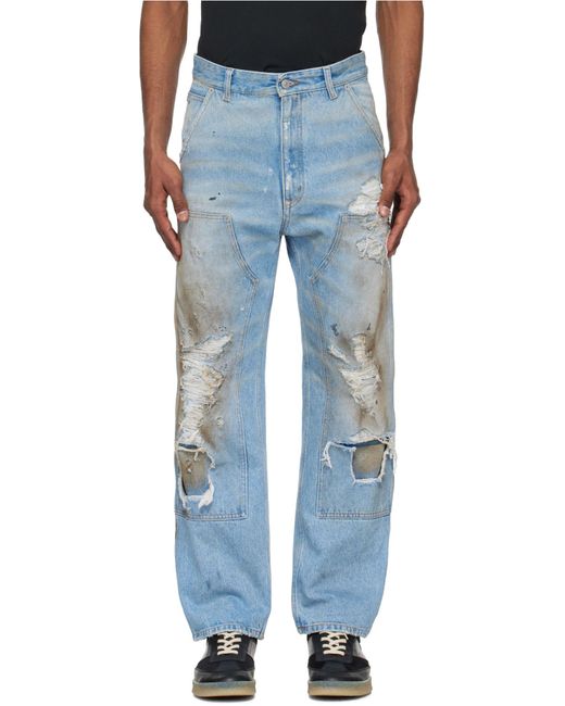 MM6 by Maison Margiela Blue Distressed Straight-Leg Jeans for men