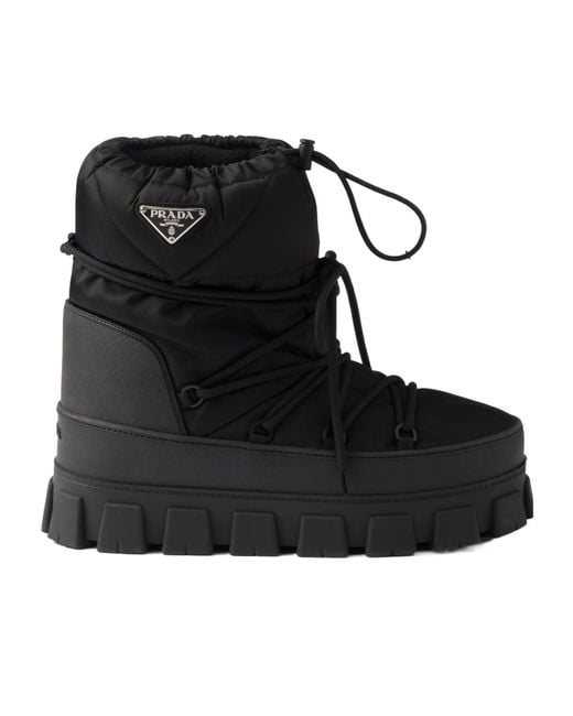 Prada Black Re-Nylon Gabardine Après Ski Booties for men