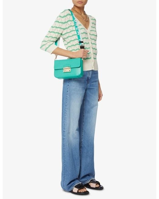 Furla Blue Logo Shoulder Bag