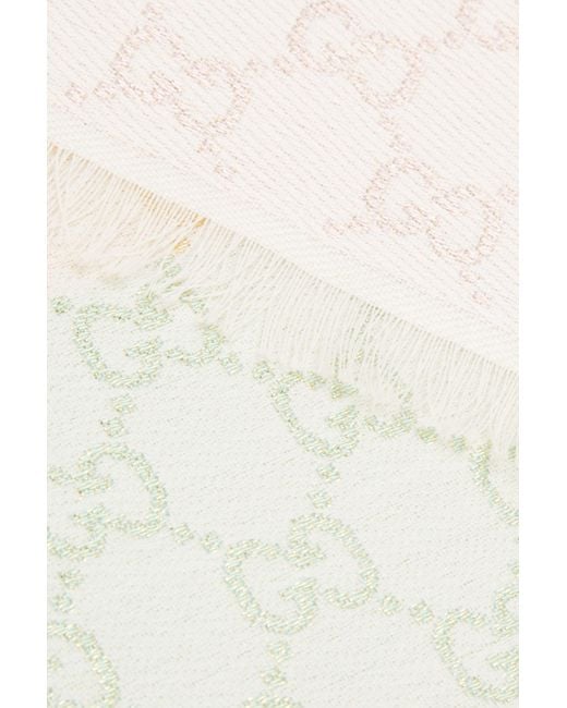Gucci White Gg Jacquard Scarf