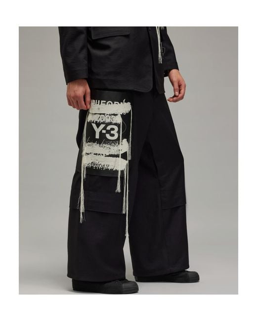 Y-3 Black Sport Uniform Belted Waist Trousers for men