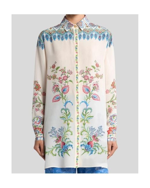 Etro White Pattern-Printed Long-Sleeved Shirt