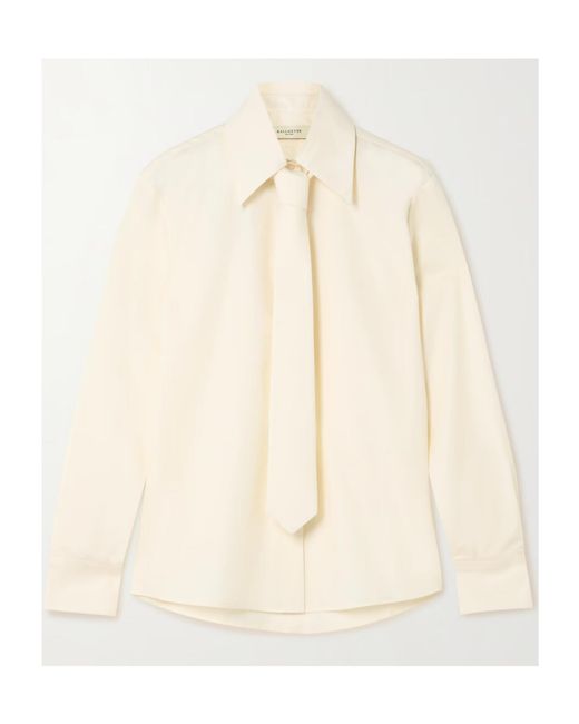 Kallmeyer Natural Billie Tie-Detailed Cotton-Poplin Shirt