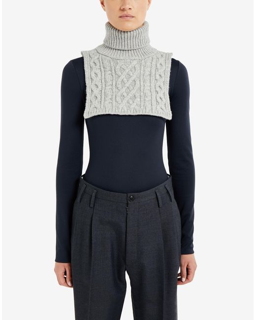 Maison Margiela Gray Cable-Knit Scarf