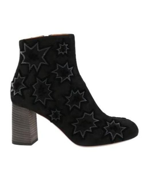Chloé Black Suede Velvet Ankle Boots
