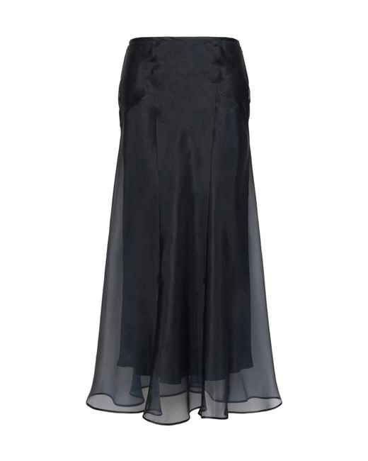 Max Mara Black Eastrale Sheer Silk Skirt