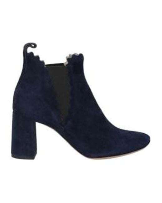 Chloé Blue Minimalist Solid-Colored Ankle Boots