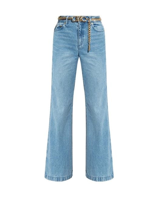 MICHAEL Michael Kors Blue Belted Bootcut High-Rise Jeans