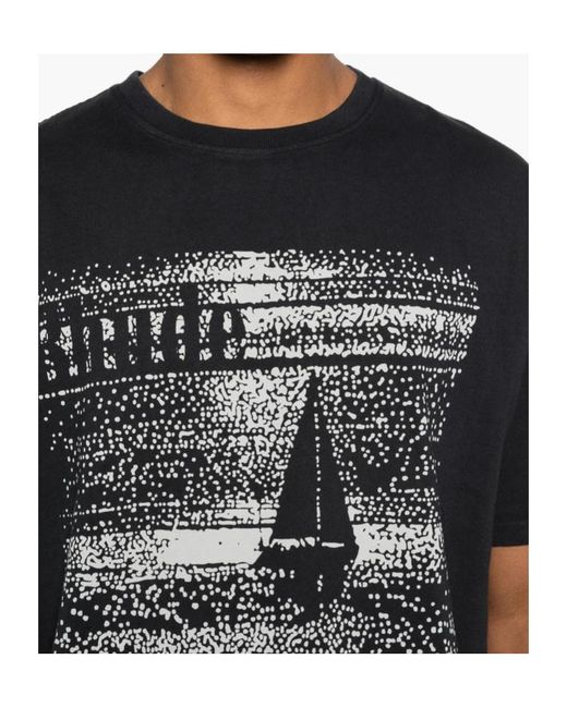 Rhude Black Graphic-Print Crewneck T-Shirt for men