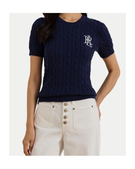 Ralph Lauren Blue Cable-Knit Logo Jumper