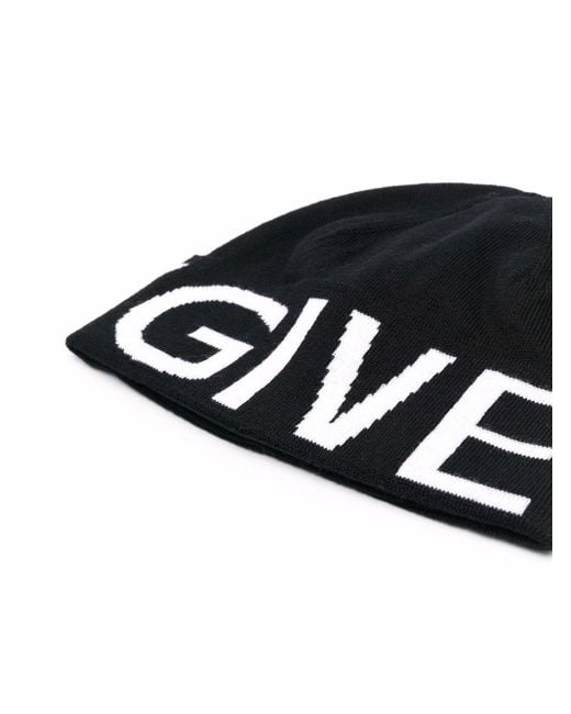 Givenchy Black Logo Intarsia-Knit Slip-On Beanie for men