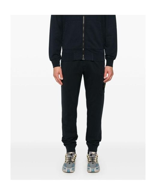 Stone Island Black Patch-Pocket Drawstring Trousers for men
