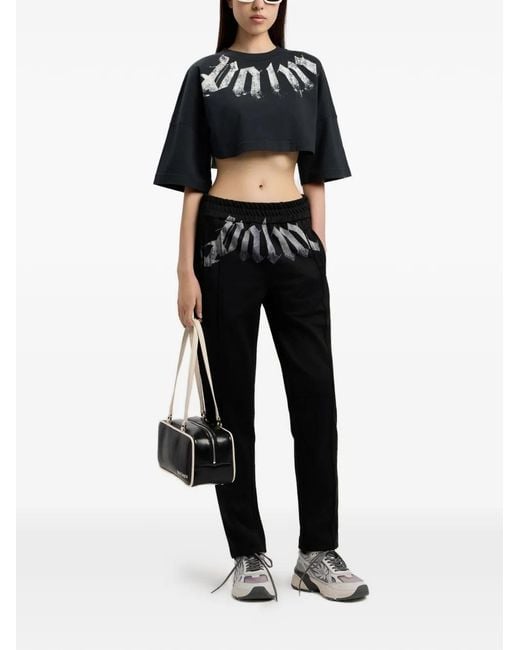 Palm Angels Blue Big Neck Logo Cropped T-Shirt