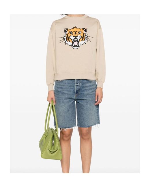 KENZO White Happy Tiger Embroidered Sweatshirt