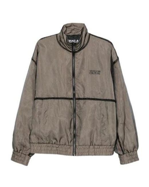 Versace Jeans Brown Logo-Print Zip-Up Jacket for men