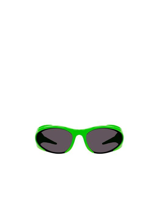 Balenciaga Green Eyewear Geometric Frame Sunglasses