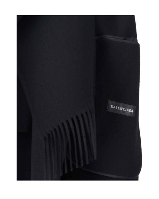 Balenciaga Black Scarf Detailed Coat