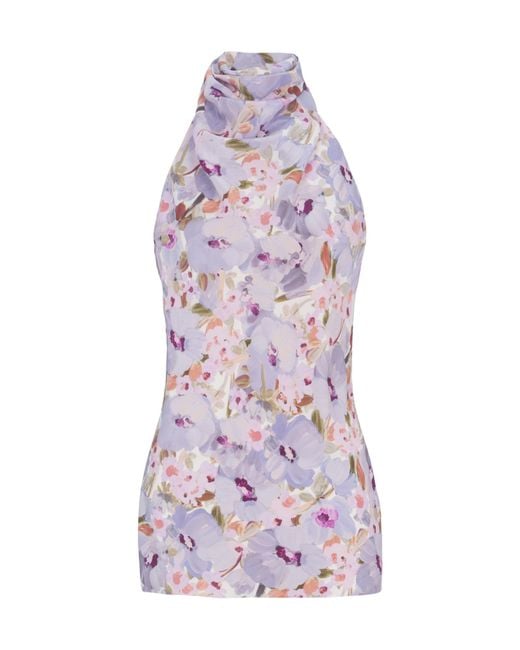 Balmain Purple Floral Halterneck Top