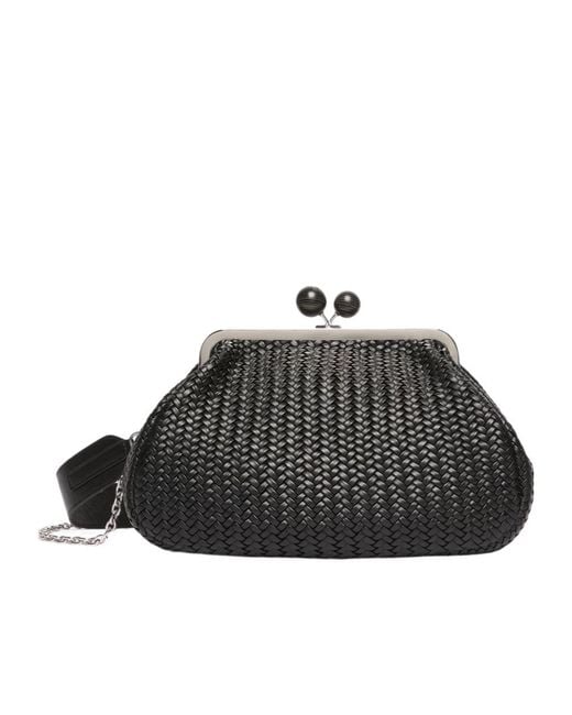 Weekend by Maxmara Black Medium-Sized Pasticcino Woven Shoulder Bag