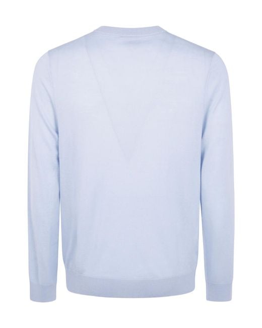 Paul Smith Blue Long Sleeved Crewneck Knitted Sweater for men