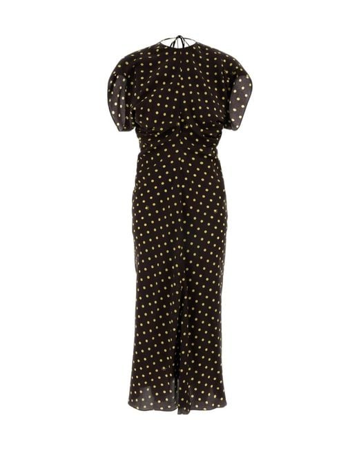 Marni Black Crepe Midi Dress Polka Dots Back Tie