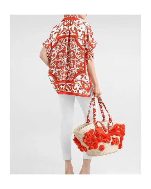 Dolce & Gabbana Red Majolica-Printed Shirt