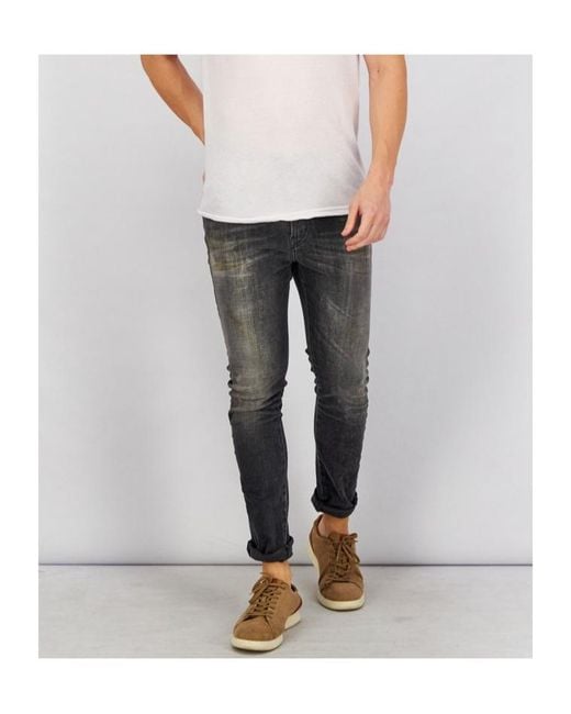 DIESEL Gray Faded Straight-Leg Slim-Fit Jeans for men