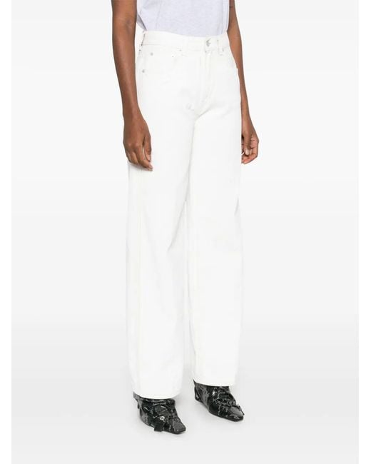 Haikure White Denim Trousers With Belt Loops