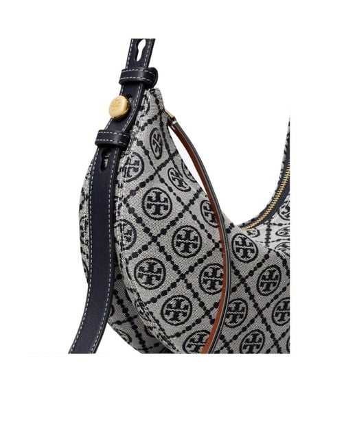 Tory Burch Gray T Monogram Romy Half Moon Bag
