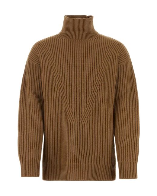 Jil Sander Brown Chunky Ribbed Drop Shoulder Jumper for men