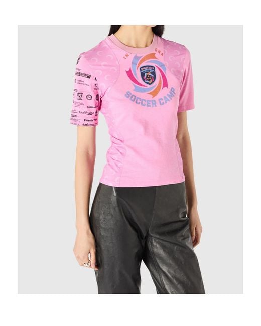MARINE SERRE Pink Graphic-Print Panelled T-Shirt
