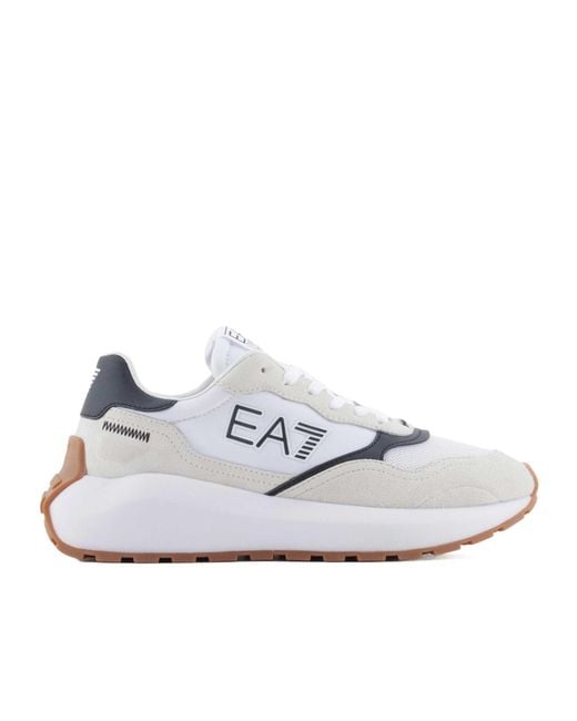 EA7 White Printed Sneakers for men