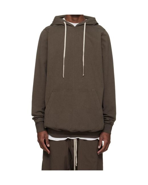 Rick Owens Brown Temple Long-Sleeved Hoodie for men