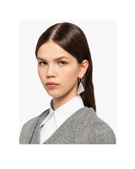 Prada White Crystal Logo Jewels Right Earring