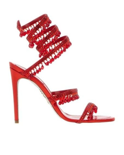 Rene Caovilla Red Chandelier Sandals