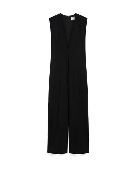 Sportmax Black V-Neck Sleeveless Jumpsuit