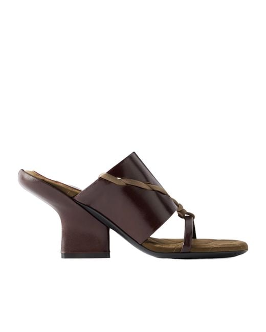 Dries Van Noten Brown Satin-Trimmed Leather Mules