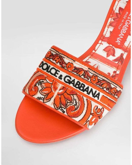 Dolce & Gabbana Maiolica Embroidered Almond-Toe Sandals
