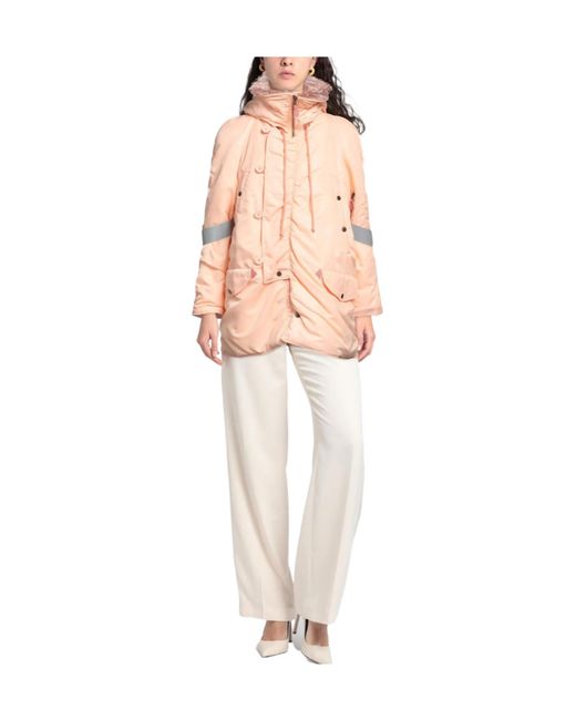 MM6 by Maison Margiela Pink Hooded Parka With Faux Fur Trim