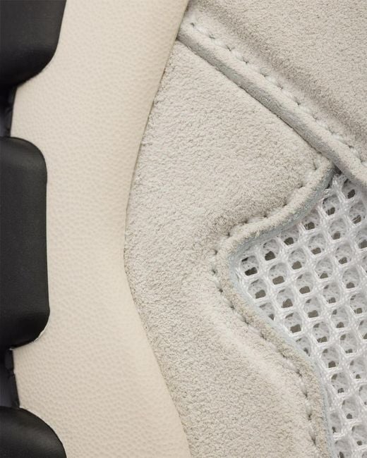 Prada White Mesh Fabric And Suede Sneakers