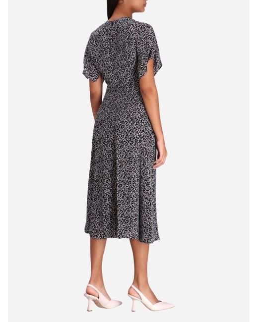 Michael Kors Gray Abstract-Print Midi Dress