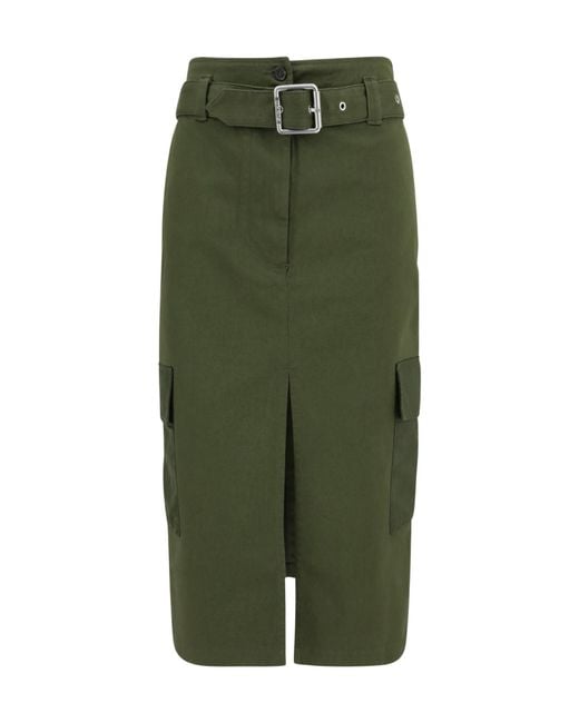 Pinko Green Belted Cargo Midi Skirt
